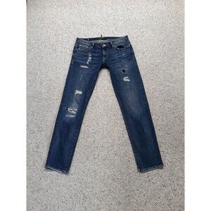 26 Ernest Sewn New York Astor Slouchy Skinny Distressed Patch Dark Wash